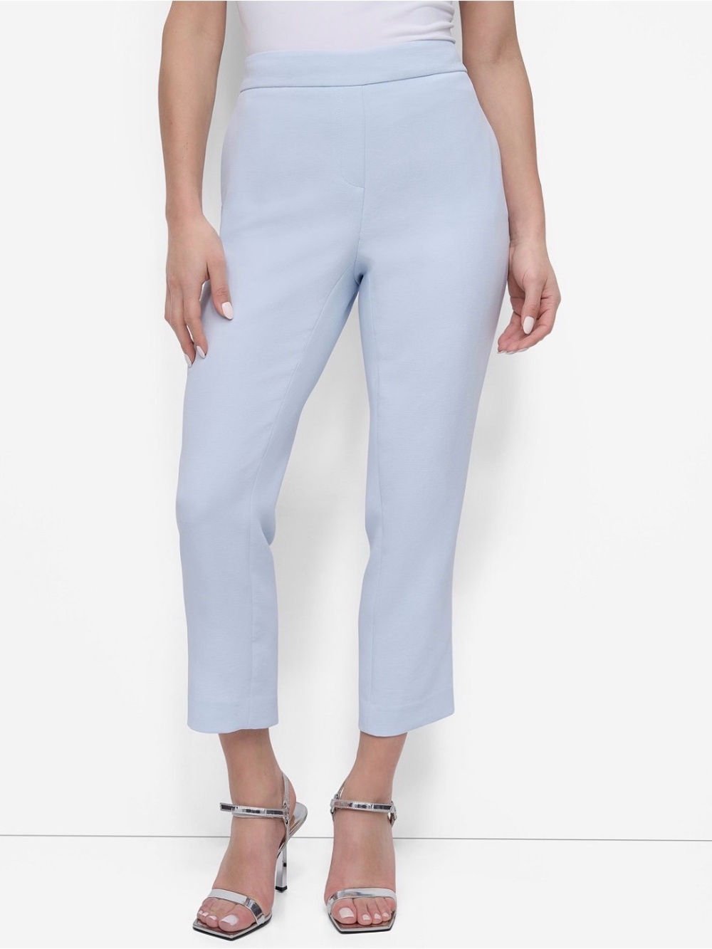 DKNY - Women's Light Blue Cropped Ponte Pants